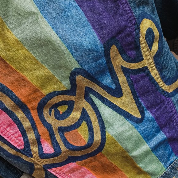 Custom painted Metallic "Love" Buffalo Denim Jacket S - Picture 6 of 7